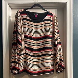 Vince Camuto Black and Red Striped Blouse